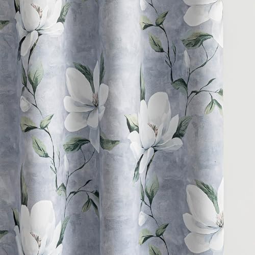 MYSKY HOME Floral 95% Blackout Curtains 84 Inches Long 2 Panels Set for Living Room - Thermal Insulated Black Out Flower Pattern Printed Drapes Grommet Top Bedroom, 52" W Each Panel, Light Grey - color: Light Grey, size: 52"W x 84"L (Pack of 2)