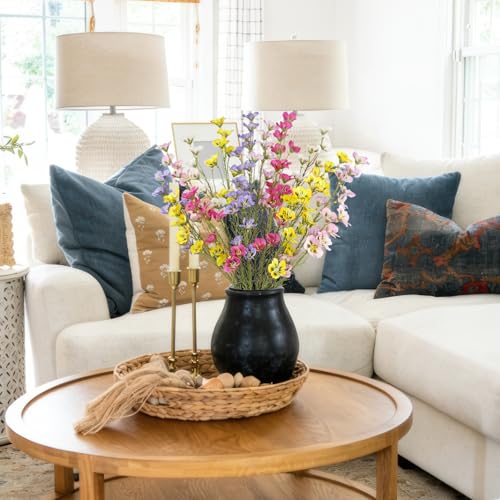 CITYES 16Pcs Artificial Wildflowers with Stems Bulk Silk Spring Flowers Floral Picks Gradient Multicolor Fake Forsythia Branches Faux Wildflowers Arrangement for Home Decor Indoor Wedding Centerpieces - color: Yellow, White, Purple Pink, Rose Red, Purple,