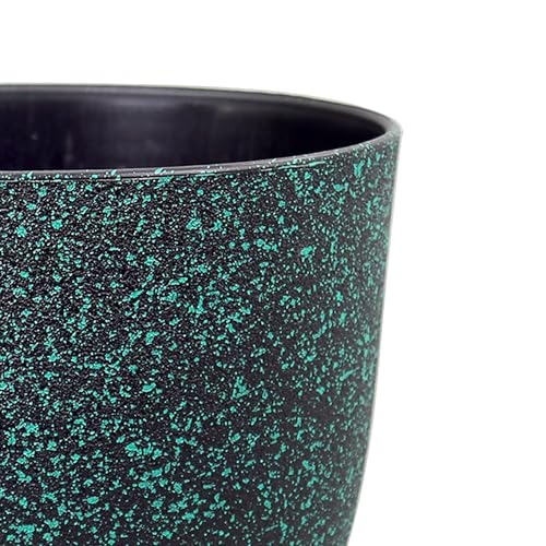 WSMKSZ Plant Pots 10/9/8 inch, Set of 3 Modern Decorative Plastic Planters with Drainage Holes and Saucers for Garden House Plants, Flower Pots for Indoor Outdoor Plants, Black with Green Speckles - color: Black With Green Speckles, size: 10"+9"+8"