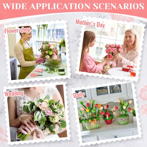 9 Pcs Rose Thorn Remover Set Include 1 Flower Thorn Stripper Tool 5 Floral Tape 1 Flower Scissor 1 Curve Gardening Scissors 1 Pair Gardening Gloves for Valentine Women Mother Gift (Pink) - color: Pink