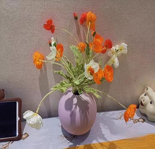 6pcs Artificial Poppy Flowers Silk Fake Poppy Flowers Spring Flowers Real Touch Flowers with Stems Faux Poppy for Home Table Centerpieces Floral Arrangement Wedding Bouquet Mixed Decoration - color: Red-white