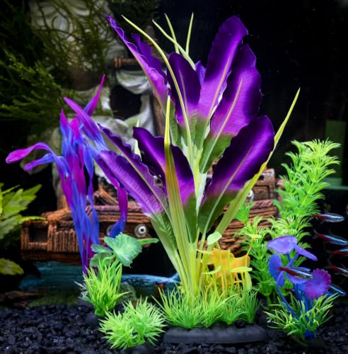 UNEAK 11 pcs Aquarium Flower Plant Plastic Set Fish Tank Large Artificial Decor Resin Plants Ornament Beta Goldfish Decorations Ornaments Freshwater & Saltwater Décor (Mix) - color: Plant Set Mixed Color