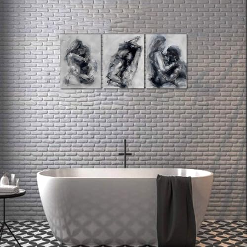 3 Pieces Black and White Sexy Wall Art Sexy Couples Canvas Wall Art Pictures Abstract Nude Art Posters Modern Abstract Artwork for Bedroom Bathroom Wall Decor 12x16inchx3pcs - color: Art15, size: 12x16x3pcs