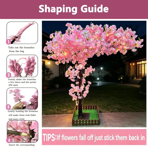 10FT Tall Artificial Cherry Blossom Trees Large for Indoor Outdoors,Fake Japanese Cherry Blossom Tree Light Pink for Home Office Living Room Shopping Party Wedding Mall Thanksgiving Decor - color: Pink, size: 9ft 10in