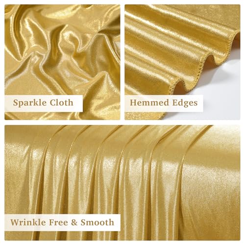 20ft x 10ft Gold Sequin Backdrop Curtain for Parties, Wrinkle Free Thick Glitter Photo Backdrop Drapes 4 Panels 5x10FT Back Drop Cloth Shiny Fabric for Wedding Birthday Photography Background - color: Gold, size: 5'W×10'H _4 Panels