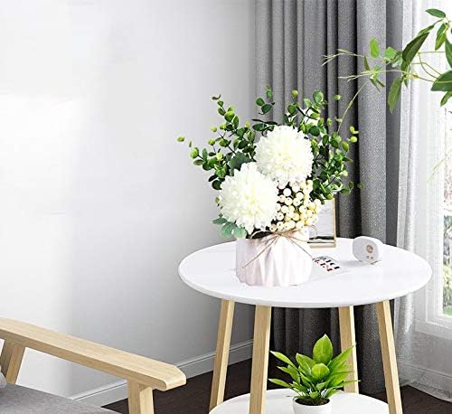LADADA Artificial Flower Hydrangea and Small CeramicVase Fake Plant Eucalyptus Leaf Berry Flower Arrangement for Home Decoration (White) - color: White