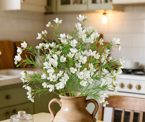 5PCS 18 inch Artificial Flowers Silk Spring Wildflowers Summer Flower Bouquet for Home Wedding Party Table Centerpieces Floral Arrangements, White - color: White
