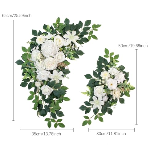 Pack of 2 Faux Flowers,Wedding Arch Flowers,Wisteria Hanging Flowers,Flower Garland Be Suited to Aisle Decorations for Wedding Ceremony,Wedding Arches for Ceremony - color: 2pc White