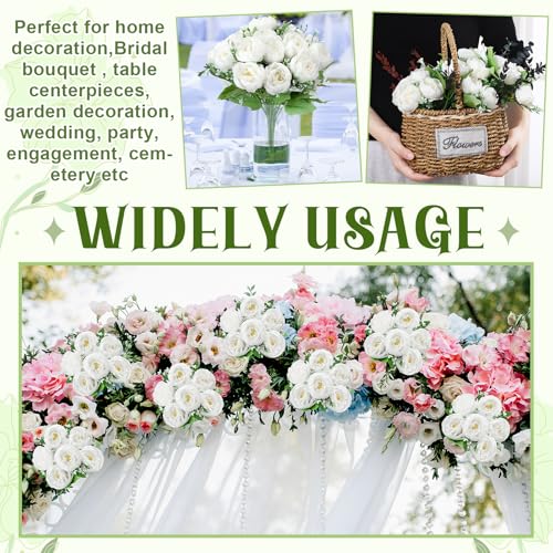 8 Pack White Peonies Artificial Flowers, Fake Silk Hydrangea Bouquet for Bridal Wedding Home Table Decor Reusable Dining Opening Ceremony Birthday Arrangement Faux Floral - color: White