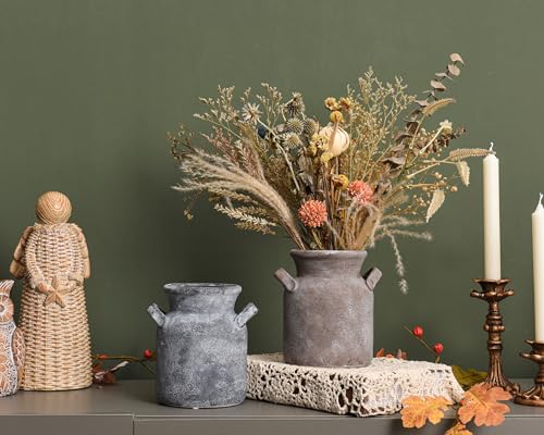 Quoowiit Ceramic Rustic Farmhouse Vase, Distressed Decorative Flower Vases for Home Decor, Ideal Shelf Decor, Boho Vase for Living Room Bedroom Kitchen Office Centerpiece Table Decorations - color: 6 Inch-brown