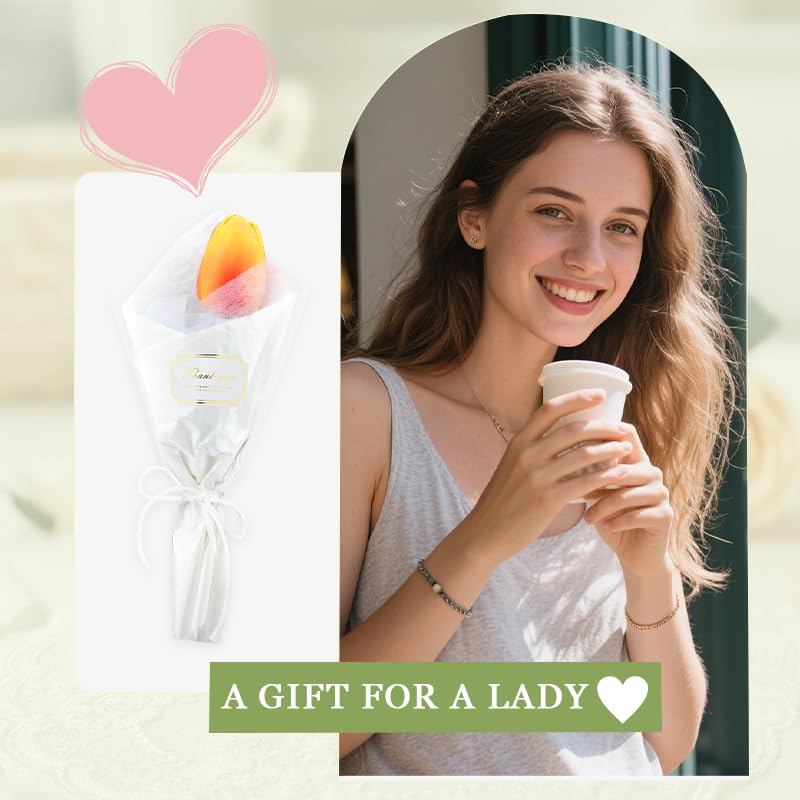 Thank You Gifts Faux Tulips Artificial Flowers Single Flower Bouquet Tulip Gift for Women Teacher Appreciation Gifts for Mom Sister Friends Spring Wedding Decor Fake Flowers Tulip Decorations 1Pcs - color: Sunset Red