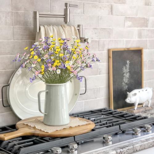 CITYES 16 Pcs Artificial Wildflowers with Stems Bulk Silk Spring Flowers Floral Picks 21inch Fake Forsythia Branches Faux Wildflowers Arrangements for Home Decor Indoor Outdoor Wedding Centerpieces - color: Pink, White, Yellow, Purple
