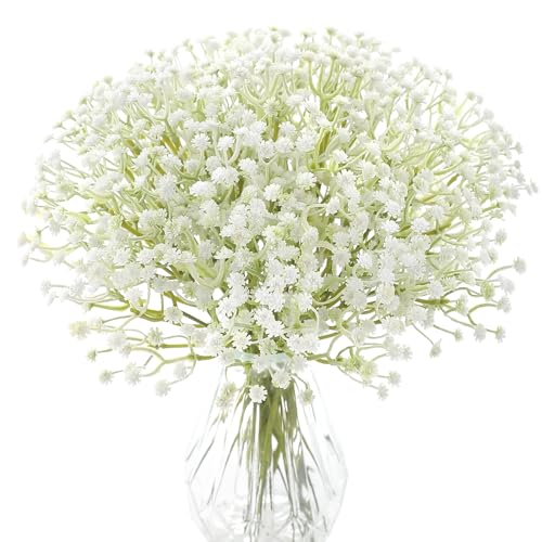 rongflower Babys Breath Artificial Flowers,30 Pcs White Gypsophila Greenery Sprays,Real Touch Flowers for Wedding Bouquets Centerpieces Floral Arrangements and Decorations - color: White