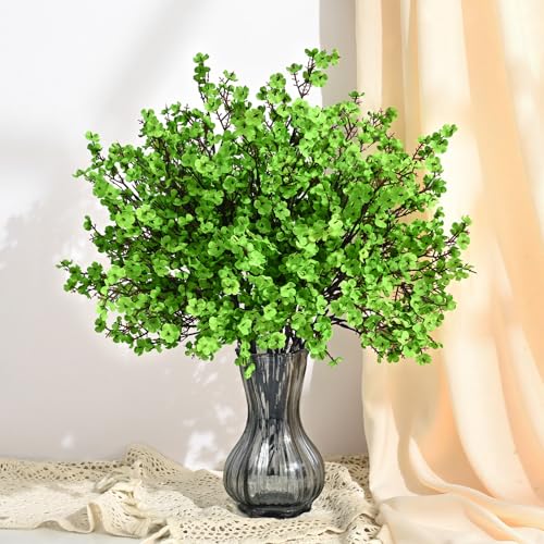Waipfaru 15 Pcs Fake Flowers Babys Breath Silk, Real Touch Green Artificial Flowers Bulk with Bendable Stems, Green Faux Flowers Babys Breath for Spring Summer St. Patrick‘s Day Party Table Decor - color: Green, size: 15pcs