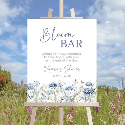 Bloom Bar Sign, Baby Boy In Bloom, Blue Wildflower Favor Sign Diy Bouquet Bar, Baby Shower Flower Bar Sign - color: Flower #13