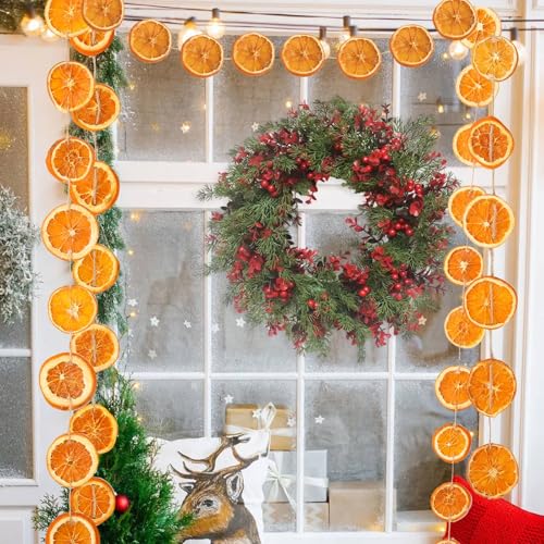 Christmas Decorations, 3 Pcs 10ft Dried Orange Slice Christmas Garland, Rustic Orange Garland for Mantle Front Door Fireplace Home Wall Doorway Window Christmas Tree Porch Farmhouse Indoor Decor - size: 2PCS-10FT-Orange