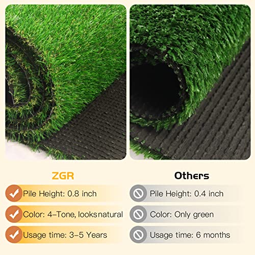 Artificial Grass Turf Lawn 1' x 3' Outdoor Rug, 0.8" Premium Realistic Turf for Garden, Yard, Home Landscape, Playground, Dogs Synthetic Grass Mat Fake Grass Rug - size: 1' x 3'