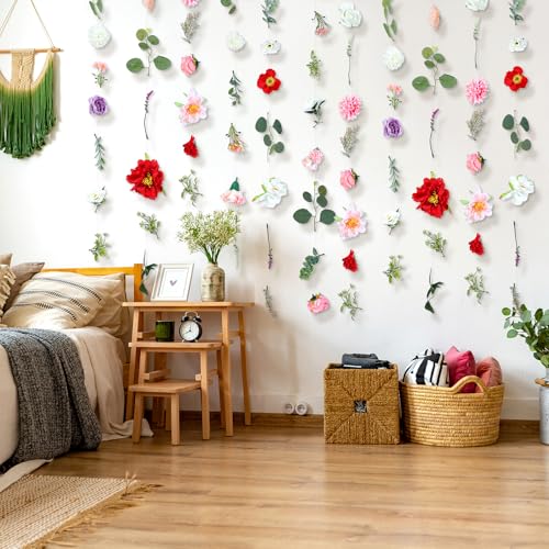 XunYee 6 Pcs 35.4 ft Flower Garlands Artificial Wildflower Vines Floral Hanging Backdrop Fake Flower Garlands Faux Silk Wildflower Vine for Wedding Bridal Shower Home Garden Wall Arch Decor(Floral) - style: Floral