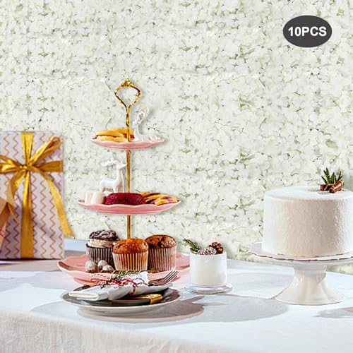 10 pcs 24" x 16" Artificial Flower Wall Panels Decoration,3D Fake Silk Rose Flower Wall Backdrop for Wedding, Party, Home Decor DIY Projects
