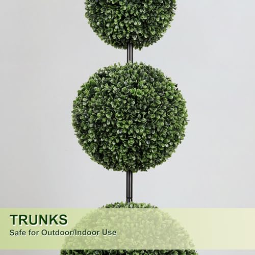VIVATREES 4FT UV-Resistant Artificial Triple Ball Boxwood Topiary Set of 2, All-Weather Outdoor & Indoor Decor for Garden, Porch, Entryway - size: 4FT-2Pack