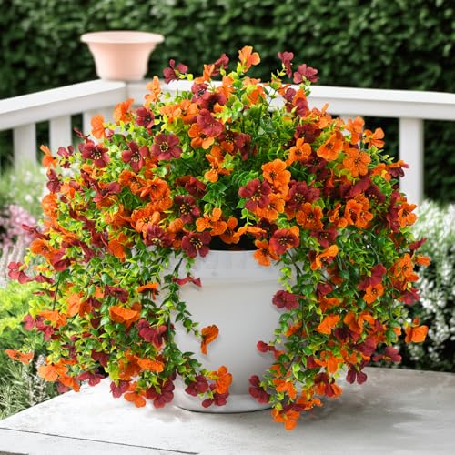 ZFProcess Artificial Fall Fake Flowers for Outdoor Fall Decoration, 2PCS Faux Silk Daisy UV Resistant Look Real for Outside Home Indoor Planter Porch Window Yard Decor(Orange Brown) - color: Orange Brown