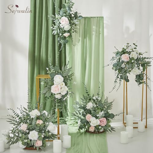 Serwalin 300 pcs Artificial Mixed Eucalyptus Leaves Stems Bulk, 4 Kinds Silver Dollar Eucalyptus Leaves Picks,Faux Greenery Stems Sprays for DIY Bouquets Floral Arrangement Home Decor - color: Attractive Forest Green-300pcs