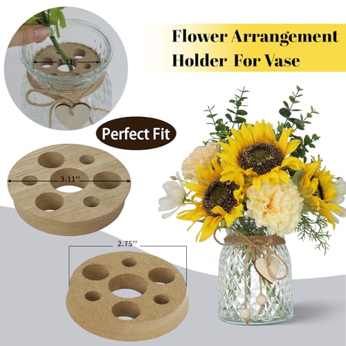 Fake Flowers in Vase,Artificial Sunflower Bouquets in Vase with a Flower Arrangement Holder,Table Centerpieces for Dining Room,Flower Centerpieces for Tables,Faux Flowers for Coffee Table Decor - color: Yellow