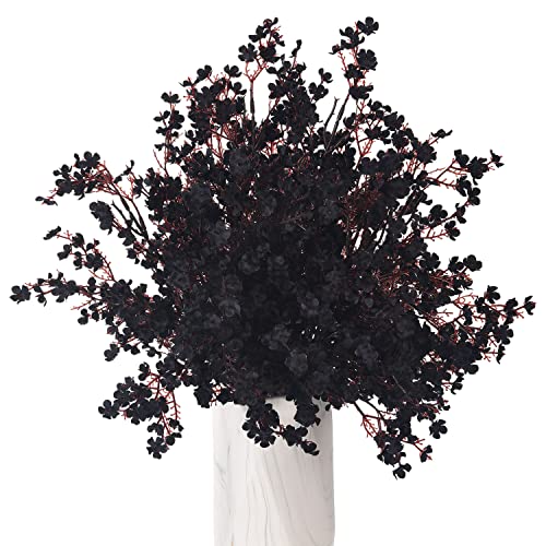 15PCS Artificial Baby Breath Flowers Fake Silk Real Touch DIY Floral Bouquets Decor Wedding Party Decoration Arrangements-Black - color: 15pcs-black