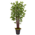 Nearly Natural 74in. Bamboo Artificial Tree in Metal Planter