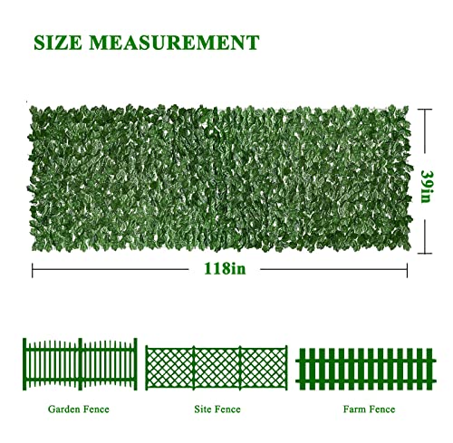 iCover Artificial Ivy Privacy Screen for Fence, 39x118in Strengthened Joint Prevent Leaves Falling Off, Faux Hedge Panels Greenery Vines, Decorative Fences for Outdoor Garden - color: Green Maple Leaf, size: 39*118in