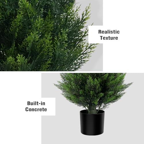 Vitalismo Artificial Topiary Cedar Trees 5FT Tall 2 Set, Outdoor Indoor Faux Pine Shrubs Plants, Realistic Fake Plants Front Porch Decor, Artificial Bushes Cypress for Home Front Door Offices - color: Cedar, size: 5ft