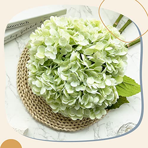 Yatim 21In Light Green Artificial Hydrangea Flowers 5 Pcs Real Touch 3D Print Latex Flowers for Wedding Centerpieces Bouquets DIY Floral Decor Home Decoration with Stems - color: Light Green