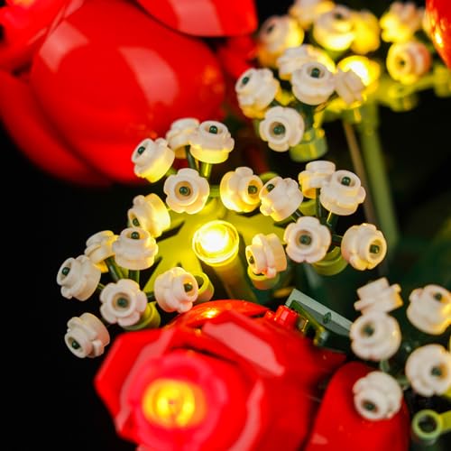 LED Light Kit for Lego Rose 10328 Artificial Plants Set, Decoration Lights Build a Gift for Her or Him for Anniversary and Valentine’s Day,(Lights Only, No Lego Models) - color: Roses10328, size: Standard Version