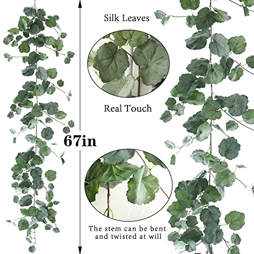 Dallisten 3 Strands Begonia Artificial Vines, 67" Silk Vine Garland with Green Leaves, Fake Hanging Plants Greenery Decor for Home, Bedroom, Wall, Party, Wedding Decoration - color: Begonia Vine