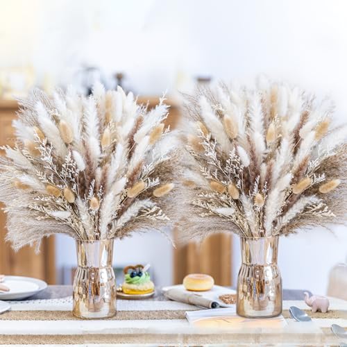 440PCS Natural Pampas Grass Decor Bouquet | Boho Dried Floral Arrangement Centerpiece Table Decor Wedding Decor Rustic Decor (440PCS) - size: 440PCS