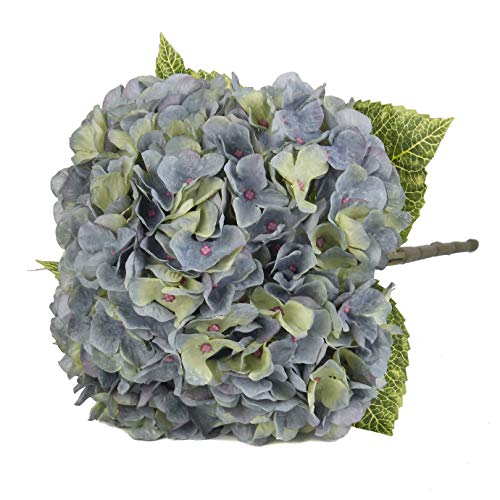 2Bouquets Artificial Fake Flowers Plants Silk Hydrangea Arrangements Wedding Bouquets Decorations Plastic Floral Home Kitchen Garden Party Festival Bar DIY (Bluish Green) - color: Bluish Green