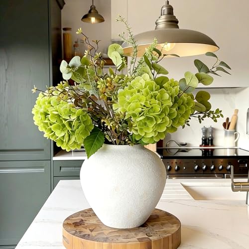 Jahe 4 Pcs Hydrangea Artificial Flowers, 20'' Tall Large Bloom Faux Hydrangea Flowers, Real Touch Fake Flowers, Bouquet Home Wedding Part Decor, DIY Floral Arrangement, Green - color: Green