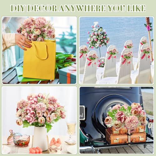 Tigeen Peonies Artificial Flowers Faux Roses Silk Flowers Hydrangea Artificial Bouquet for Wedding Table Centerpiece Floral Vase Home Office Bridal Decor(Fuchsia,12 Bundles) - color: Fuchsia
