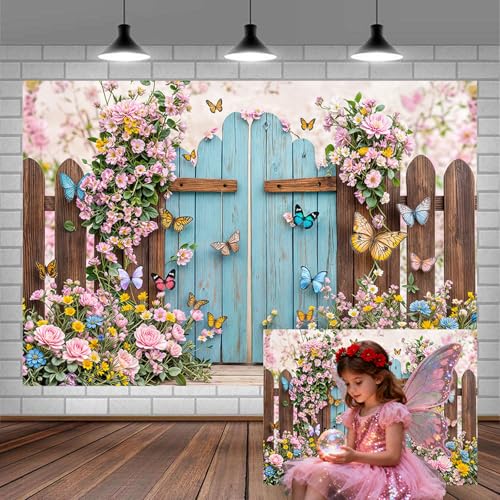 5x3ft Butterfly Floral Backdrop for Photography Spring Butterfly Flowers Girls Birthday Party Decorations Background Wedding Baby Shower Party Cake Table Decor Photo Booth Props - color: Pink04, size: 5X3FT