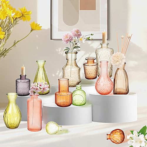 32 Pack Glass Bud Vase Set, Small Flower Vase Set Bud Vases for Wedding Centerpiece Table Decor, Vintage Small Vases for Room Home Dining Party Table Center Decor (Amber Set, 32 Pack) - color: Amber Set, size: 32 Pack