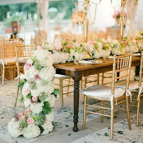 WEISPARK 100PCS Artificial Hydrangea Flowers, Fake Flowers Silk Hydrangea Full Flowers Heads with Stems for Wedding Home Party Shop Baby Shower Decor (Ivory) - color: Ivory