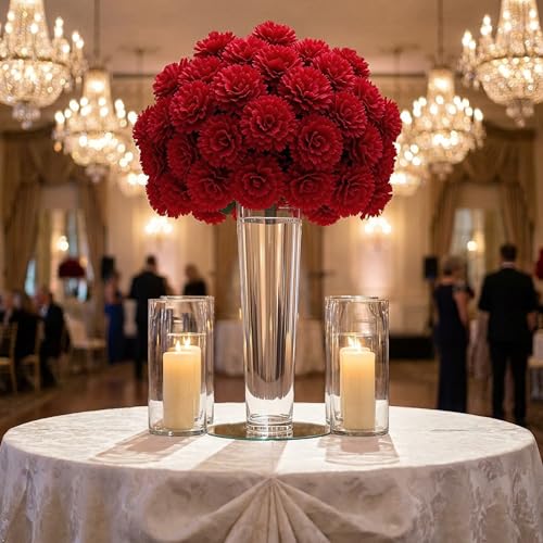 Larksilk 100 Pack Artificial Carnations - Bulk Silk Flowers for Weddings, Mother's Day, Graduations, Easter & Memorial Day - 3.5" Heads, 5" Stems, Real Touch Petals, 18 Colors Available - Burgundy - color: Burgundy, size: 100