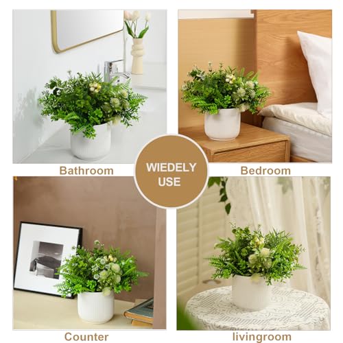 Fake Plants with Ceramic Pots, Artificial Plants Indoor, Faux Plant Flowers for Table Centerpiece Decorations Dining Room, Home Decor Living Room Bathroom Modern Farmhouse Decor - color: Green