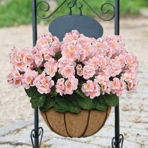 CITYES 8 Pcs Artificial Geraniums Flowers Pink Silk Geraniums for Outdoors UV Resistant Artificial Geranium Bush Faux Flowers Plants Geraniums for Garden Home Decor Indoor Patio Vase Table Centerpiece - color: Light Pink