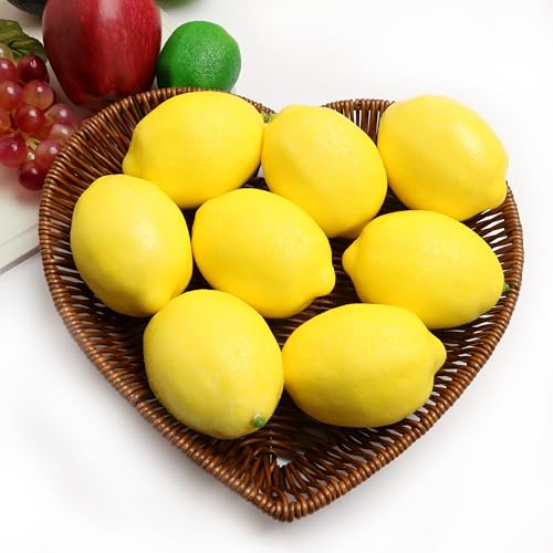 9PCS Yellow Simulation Lemon Fake Fruit Artificial Lemon Realistic Fruit Ornaments Kitchen Table Home Decoration Summer Party Photography Props Teaching Model Maintenance-Free - color: 9pcs Yellow Lemon