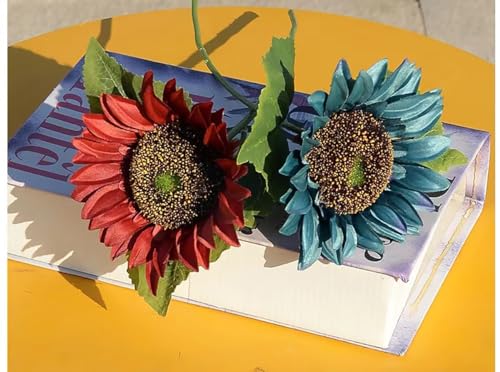 6pcs Artificial Sunflowers Six Colors Fake Sunflowers Bouquet Vintage Fake Silk Sunflowers Large Sunflowers Decor for Wedding Party Garden Home Hotel Office - color: Multi Color