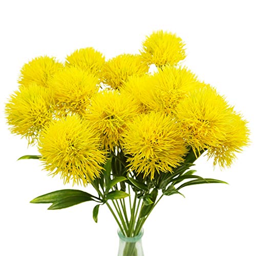 Uieke 10 Pcs Dandelion Artificial Flowers Yellow Flowers Fake Plants Flower Bouquet Plastic Flowers for Home DIY Decoration Wedding Decor - color: Yellow, size: 10PCS