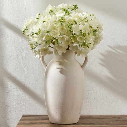 PORCER Ceramic Vase, 9.84 Inch Terracotta Vase with Handles, Boho Decor Decorative Vase, Rustic Vase for Home Decor, Farmhouse, Living Room, Table - Beige - color: Beige-9.84''