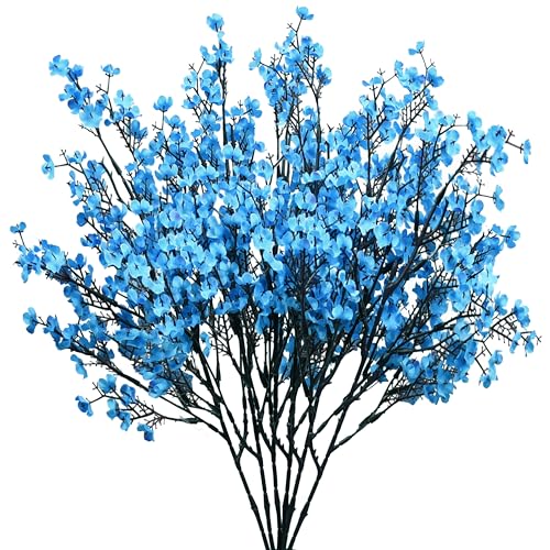 Mandy's 6 Bundles Artificial Royal Blue Baby’s Breath Flowers | 18.5 Inch Silk Gypsophila European Style Modern Home Decor Centerpiece Neutral Wedding Flower Arrangements - color: Royal Blue