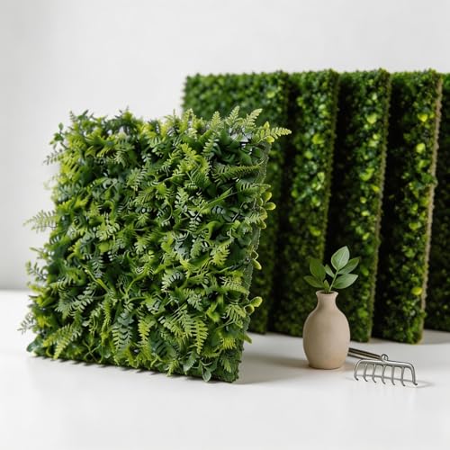 Artificial Grass Wall Panels, 12 Pack 20 x 20 in Faux Boxwood Panels, Privacy Fence Screen and Greenery Wall Backdrop for Indoor Outdoor Decor, Sun Resistant, 33 Sq ft Total